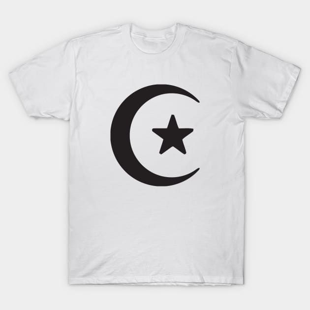 Crescent Moon Star Symbol Logo Icon Silhouette Emoticon T-Shirt by AnotherOne